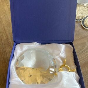 Crystal Paperweight with Gold Accents
